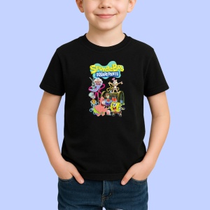 Tricou Spongebob echipa de personaje subacvatice langa krusty krab in aventura animata, Copii | Dama | Barbat , tricou negru - Img 2