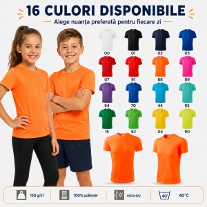 Tricou sport copii Malfini Fantasy 147 – 100% poliester, pentru fete și băieți, ideal pentru activități sportive