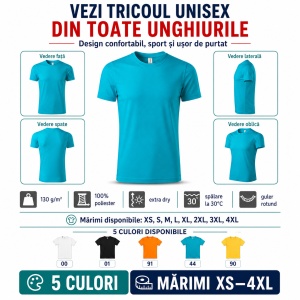 Tricou Sport Unisex Extra Dry din 100% Poliester, 130 g/m², Mărimi XS–4XL - Img 5