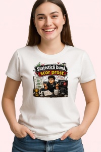 Tricou Statistica Buna Scor Prost Suporter Fotbal V1, din bumbac 100% , tricou alb pentru Copii | Dama | Barbat - Img 2