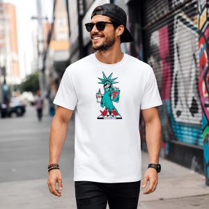Tricou Statuia Libertatii Stil Graffiti Urban Street Art Turcoaz, din bumbac 100% Copii | Dama | Barbat - Img 5