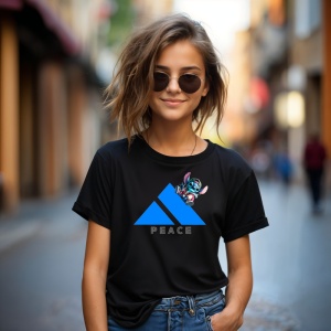 Tricou Stictch Peace Tricou Negru - Copii | Dama | Barbat - Img 4