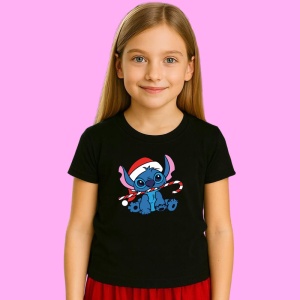 Tricou Stitch Cu Baston Dulce Craciun, din bumbac 100% Copii | Dama | Barbat