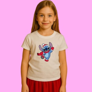 Tricou Stitch Dans Craciun, din bumbac 100%, tricou alb, Copii | Dama | Barbat - Img 2