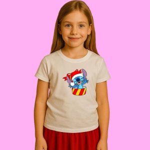 Tricou Stitch In Cutie De Cadou, din bumbac 100% Copii | Dama | Barbat - Img 2