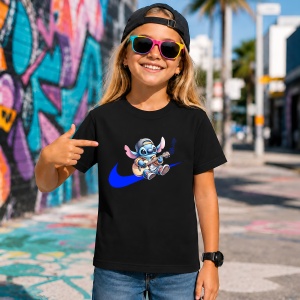 Tricou Stitch La Chitara Logo Albastru Urban Chill Music Vibe, din bumbac 100%, tricou negru, Copii | Dama | Barbat - Img 7