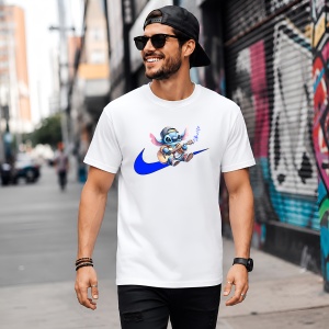 Tricou Stitch La Chitara Logo Albastru Urban Chill Music Vibe, din bumbac 100% Copii | Dama | Barbat - Img 5