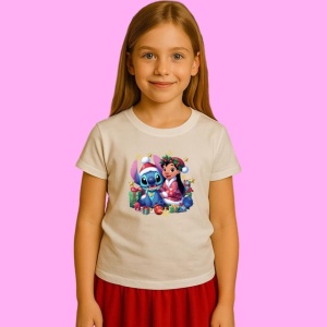 Tricou Stitch Si Lilo Sarbatoresc Craciunul, din bumbac 100%, tricou alb, Copii | Dama | Barbat - Img 2