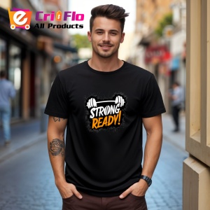 Tricou Strong Ready Haltere Text Portocaliu, Copii | Dama | Barbat, culoare negru - Img 5