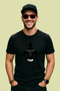 Tricou Strong Silueta Neagra Muschi, Copii | Dama | Barbat, culoare negru - Img 2