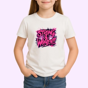 Tricou Strong Women Text Roz Motivational, Copii | Dama | Barbat - Img 2