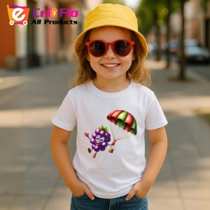 Tricou Strugure amuzant de vara cu parasuta, Fructe, Copii | Dama - Img 4