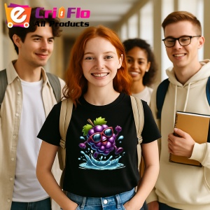 Tricou Strugure amuzant de vara scafandru, Fructe, Copii | Dama, culoare negru - Img 10