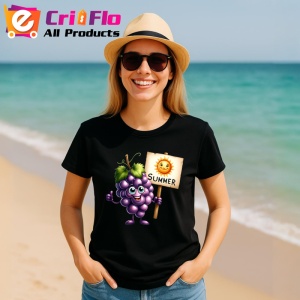 Tricou Strugure amuzant de vara summer, Fructe, Copii | Dama, culoare negru - Img 11