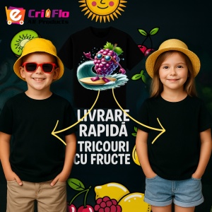 Tricou Strugure amuzant de vara surfing, Fructe, Copii | Dama, culoare negru - Img 6