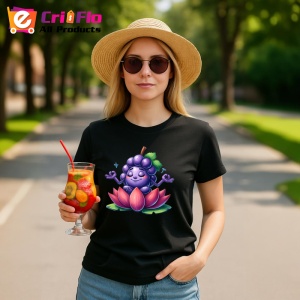 Tricou Strugure amuzant de vara yoga, Fructe, Copii | Dama, culoare negru - Img 9