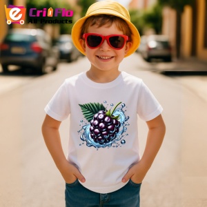 Tricou Strugure negru si explozie lichida, Fructe, Copii | Dama - Img 3
