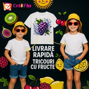 Tricou Struguri mov si val de apa, Fructe, Copii | Dama - Img 6