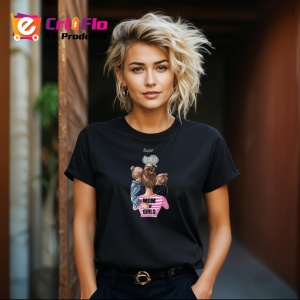 Tricou Super Mama Cu Fetita Si Baiat Ilustratie Colorata, din bumbac 100%, tricou negru Dama - Img 3