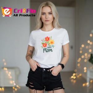 Tricou Super Mom Flori Colorate Gradina V1, din bumbac 100% , tricou alb pentru Dama - Img 3