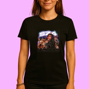 Tricou SZA - Microphone Sparkle, muzica Hip-Hop / Drill, Dama | Barbat | Copii, Culoare Negru - Img 3