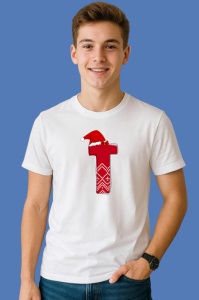 Tricou T Litera Rosie Cu Caciulita Si Inimioare Albe, din bumbac 100% Copii | Dama | Barbat - Img 2