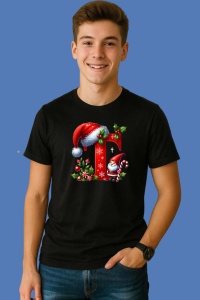 Tricou T Litere Craciun Cu Spiridus Si Caciula Mos, din bumbac 100% Copii | Dama | Barbat - Img 3