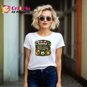Tricou Talentul Castiga Meciuri Munca Trofee Fotbal, din bumbac 100% , tricou alb pentru Copii | Dama | Barbat - Img 8