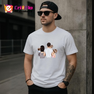Tricou Tata Copil Ilustratie V2, din bumbac 100%, tricou alb, Dama | Barbat
