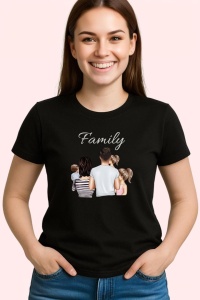 Tricou Tata Copil Ilustratie V2, din bumbac 100%, tricou negru, Dama | Barbat - Img 2