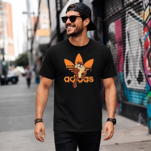 Tricou Taz Diavolul Tasmanian Logo Portocaliu Urban Streetwear, din bumbac 100%, tricou negru, Copii | Dama | Barbat - Img 5