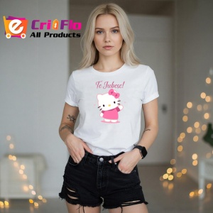 Tricou Te Iubesc Hello Kitty Personaj Desen, din bumbac 100% , tricou alb pentru Copii | Dama | Barbat - Img 7