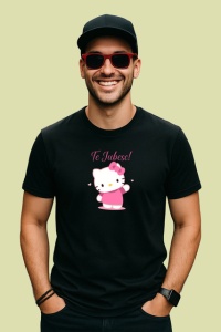 Tricou Te Iubesc Hello Kitty Personaj Desen, din bumbac 100%, tricou negru Copii | Dama | Barbat
