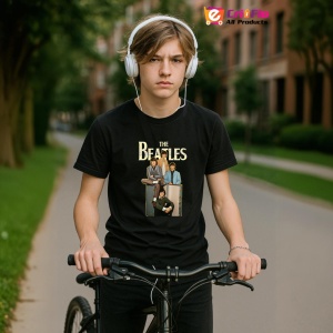 Tricou The Beatles - Group with Amps, muzica Hip-Hop / Rap, Dama | Barbat | Copii, Culoare Negru - Img 10