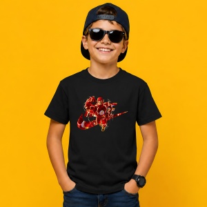 Tricou The Flash Erou Viteza Rosu Logo Urban Paint Splash Design, din bumbac 100%, tricou negru, Copii | Dama | Barbat - Img 3