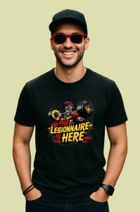 Tricou The Legionnaire Is Here Gladiator Gym, Copii | Dama | Barbat, culoare negru