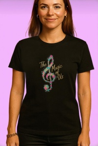 Tricou The Music Of Us Clef Floral, Copii | Dama | Barbat, culoare negru - Img 5