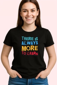 Tricou There Is Always More To Learn Albastru Galben, din bumbac 100%, tricou negru Copii | Dama | Barbat - Img 3