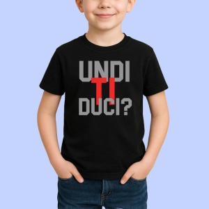 Tricou Ti Mesaj Scurt Rosu Negru, din bumbac 100%, tricou negru Copii | Dama | Barbat - Img 2