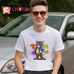 Tricou Tom – Dope Style cu geacă albastră, teniși roșii și grafitti de fundal Copii | Dama | Barbat Barbat - Img 11