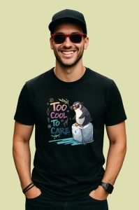 Tricou Too Cool To Care Pinguin Pe Gheata, Copii | Dama | Barbat, culoare negru - Img 2