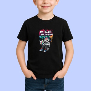 Tricou Too Many Tabs Open Laptop Geek, Copii | Dama | Barbat, culoare negru - Img 4