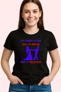 Tricou toti oamenii se nasc egali in drepturi pana se casatoresc gluma casatorie, Copii | Dama | Barbat , tricou negru - Img 2