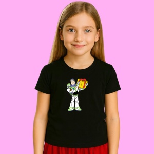 Tricou Toy Story Buzz Lightyear Cu Cadou Galben Craciun, din bumbac 100% Copii | Dama | Barbat