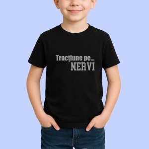 Tricou Tractiune Pe Nervi Mesaj Amuzant Auto, din bumbac 100%, tricou negru Copii | Dama | Barbat - Img 2