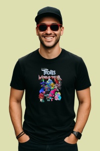 Tricou Trolls personaje colorate si muzicale intr o lume plina de veselie, Copii | Dama | Barbat , tricou negru - Img 4
