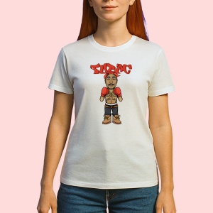Tricou Tupac Cartoon Boxer, muzica INDIE, Dama | Barbat | Copii - Img 2