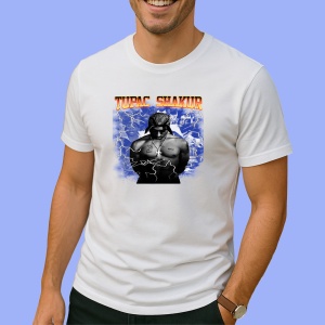 Tricou Tupac chained blue storm, muzica ELECTRONIC, Dama | Barbat | Copii