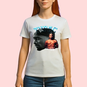 Tricou Tupac classic B&W profile, muzica Pop Rock, Dama | Barbat | Copii - Img 2