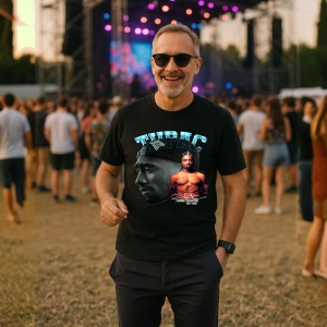 Tricou Tupac classic B&W profile, muzica Rap, Dama | Barbat | Copii, Culoare Negru - Img 9